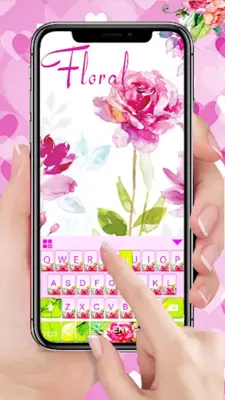 Pink Girly Floral Keyboard The android App screenshot 3